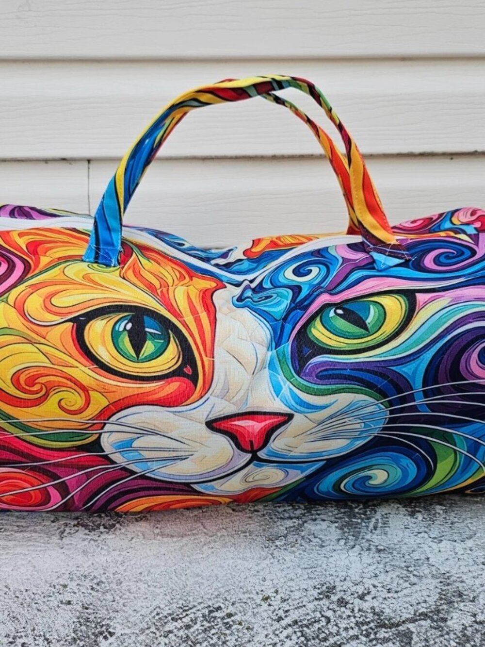 Duffle Bag Cat Print Multi Color Very Light Weight Gym Travel Bag Unbranded - Picture 2 of 11